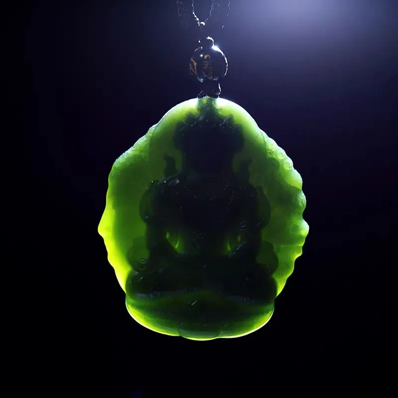 Cuizu Hetian Jade Necklaces Green Jade Men's-4