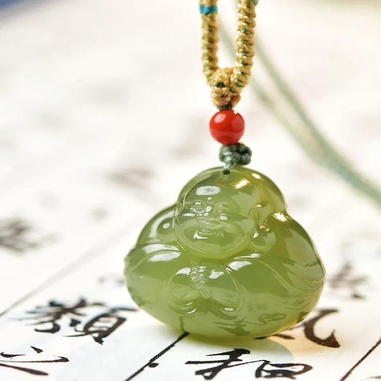 Cuizu Niche Premium Pendant, Zodiac Buddha Green Jade Unisex-6