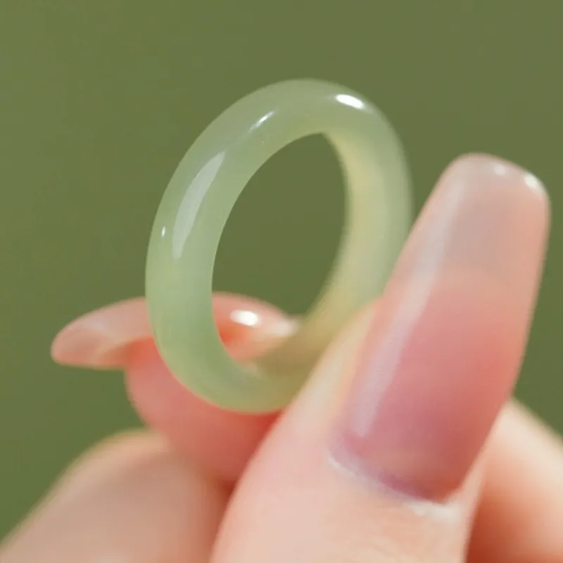 Cuizu Hetian Jade Rings Green Jade Unisex-4