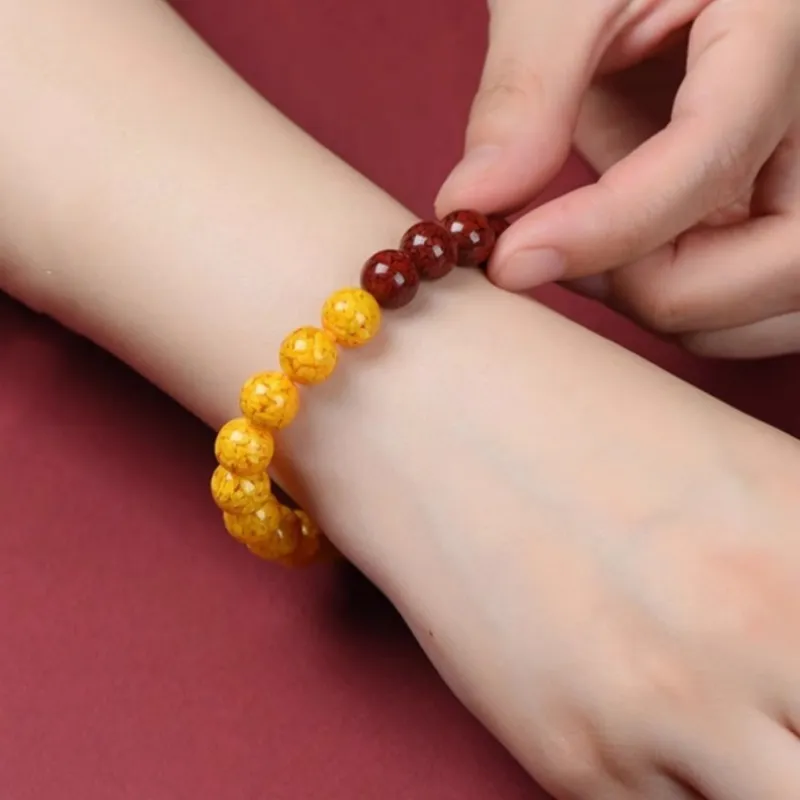 Cuizu Reconstructed Cinnabar Bracelets Unisex-4