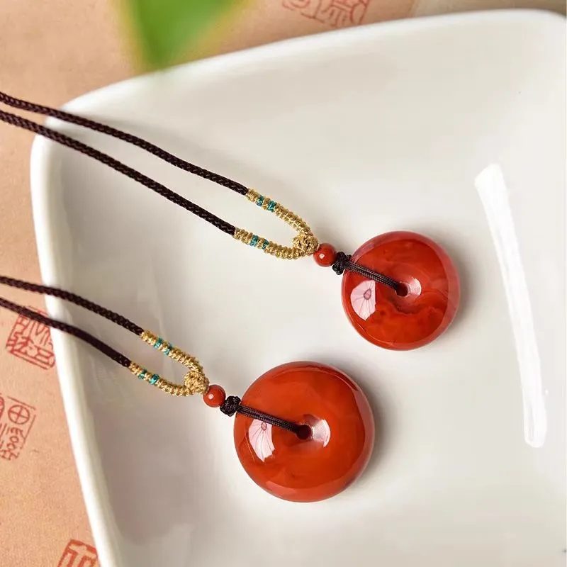 Cuizu Southern Red Agate Jade Necklaces Unisex-2