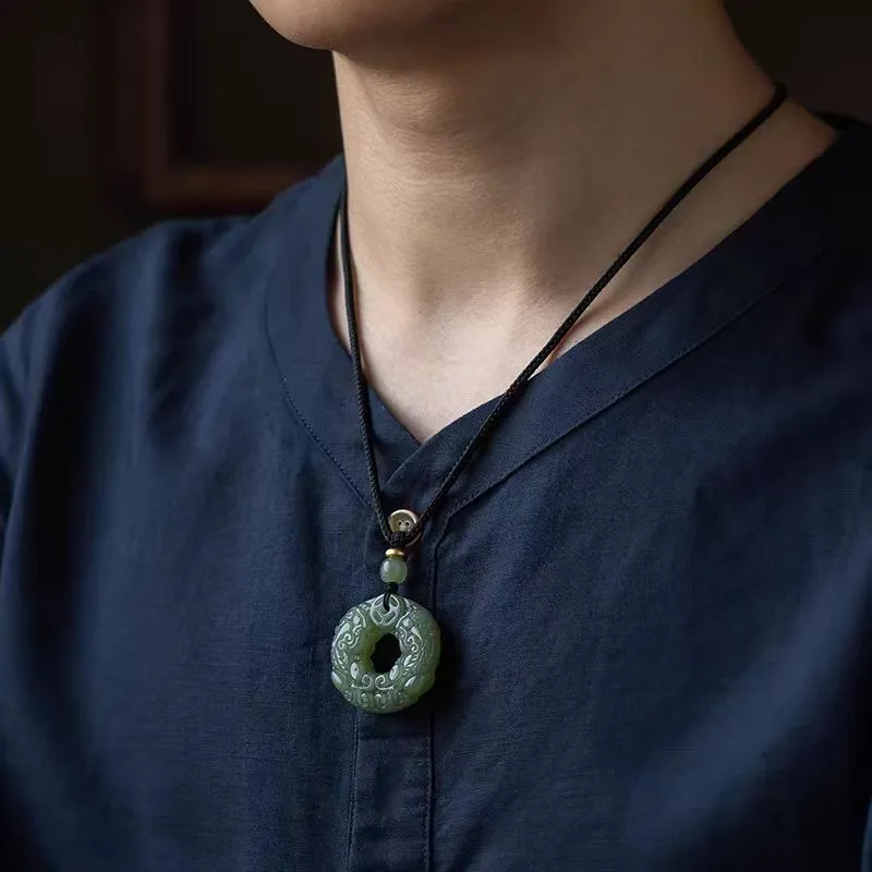 Cuizu Hetian Jade Necklaces Green Jade Unisex-1
