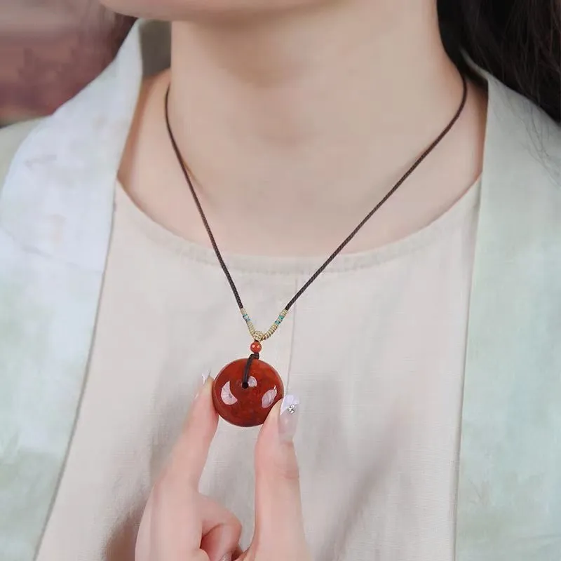 Cuizu Southern Red Agate Jade Necklaces Unisex-3
