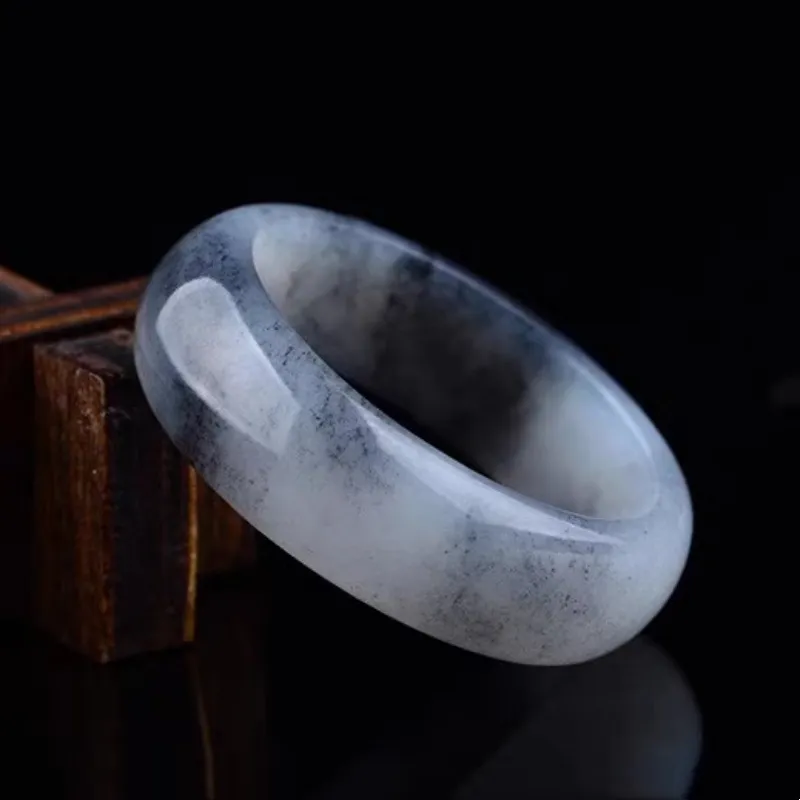 Cuizu Hetian Jade Rings Blue And White Unisex-1