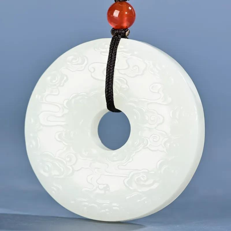 Cuizu Hetian Jade Necklaces White Jade/Pale Greenish White Jade Unisex-5