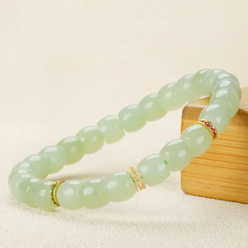 Cuizu Hetian Jade Bracelets Pale Greenish White Jade Unisex-4