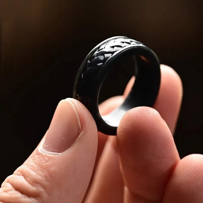 Cuizu Hetian Jade Rings Green Jade Unisex-4