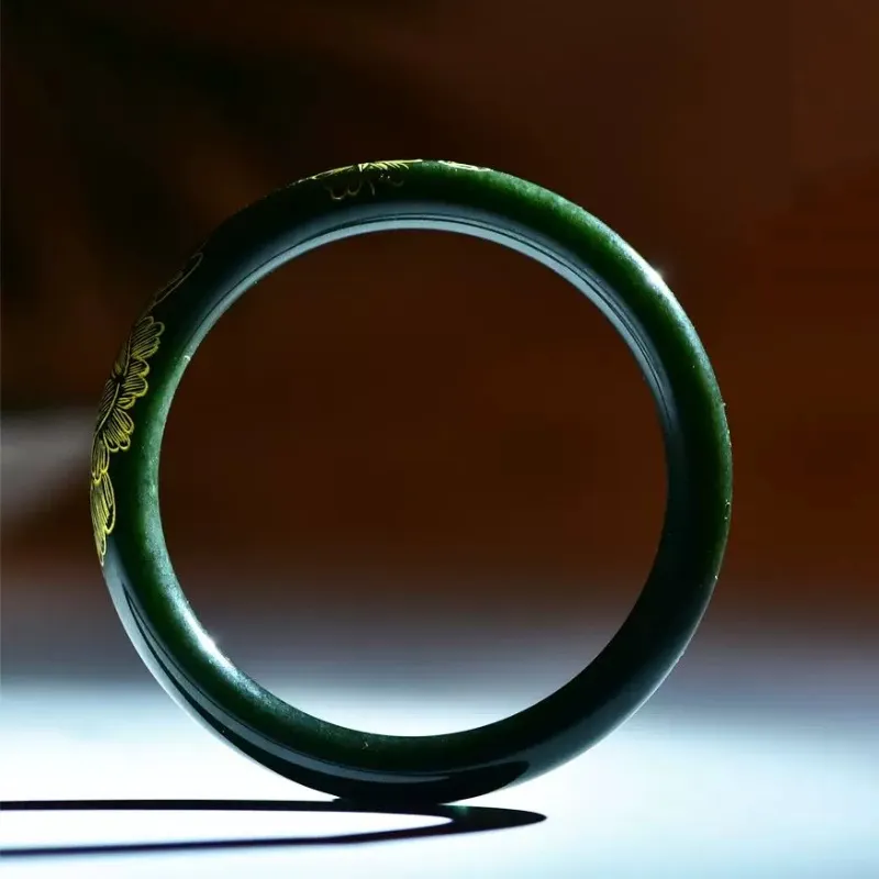 Cuizu Hetian Jade Bangles Green Jade Unisex-6