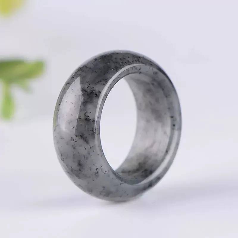 Cuizu Plain Circle High Quality Material Hetian Jade Ring Blue And White Unisex-1