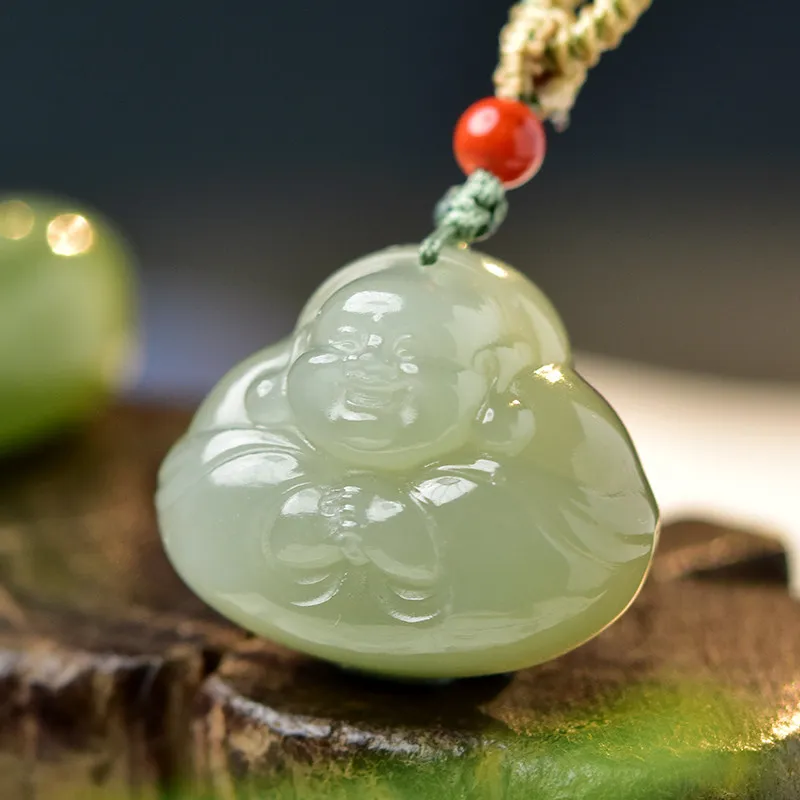 Cuizu Niche Premium Pendant, Zodiac Buddha Green Jade Unisex-1