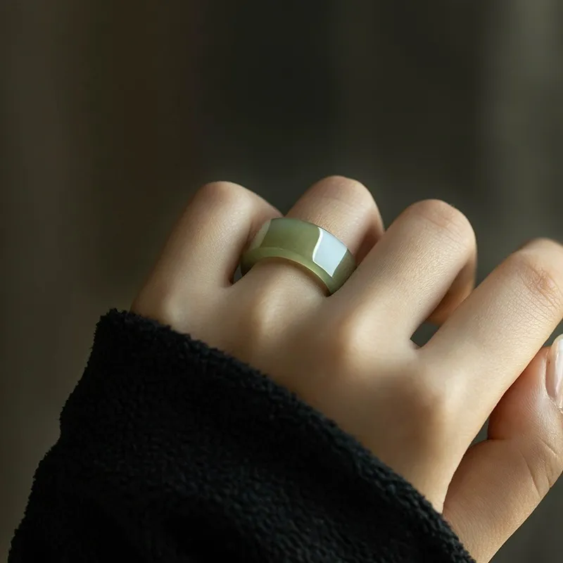 Cuizu Hetian Jade Rings Unisex Green Jade-2