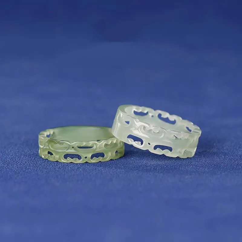 Cuizu Hetian Jade Rings Green Jade Unisex-8