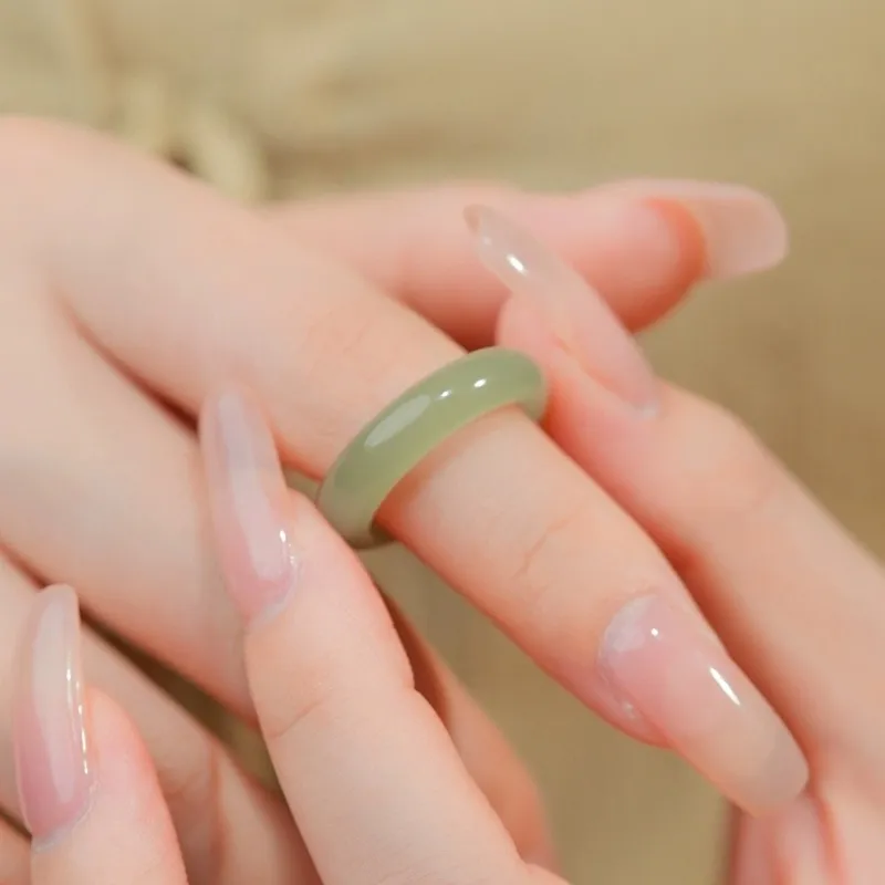 Cuizu Hetian Jade Rings Green Jade Unisex-1