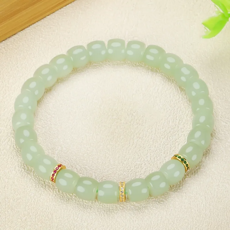 Cuizu Hetian Jade Bracelets Pale Greenish White Jade Unisex-2