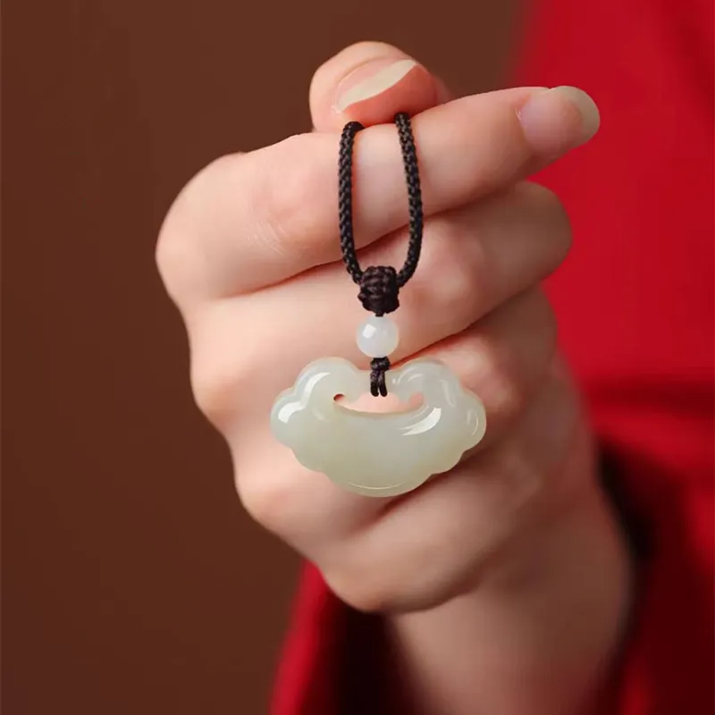 Cuizu Hetian Jade Necklaces Women's Pale Greenish White Jade-1