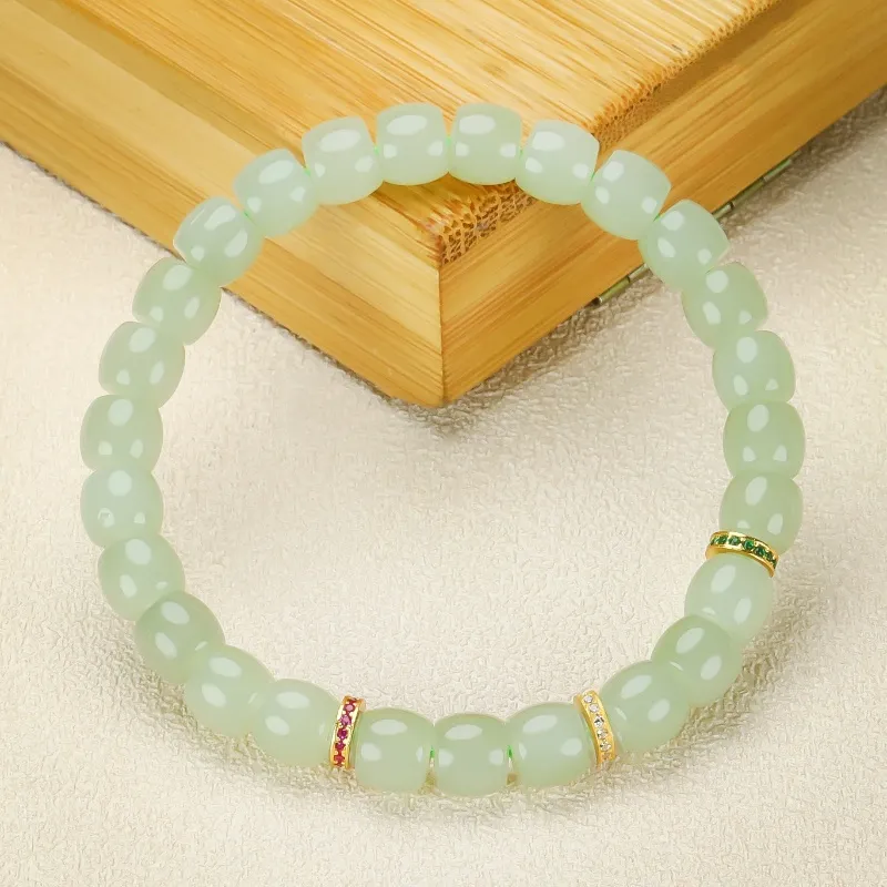 Cuizu Hetian Jade Bracelets Pale Greenish White Jade Unisex-1