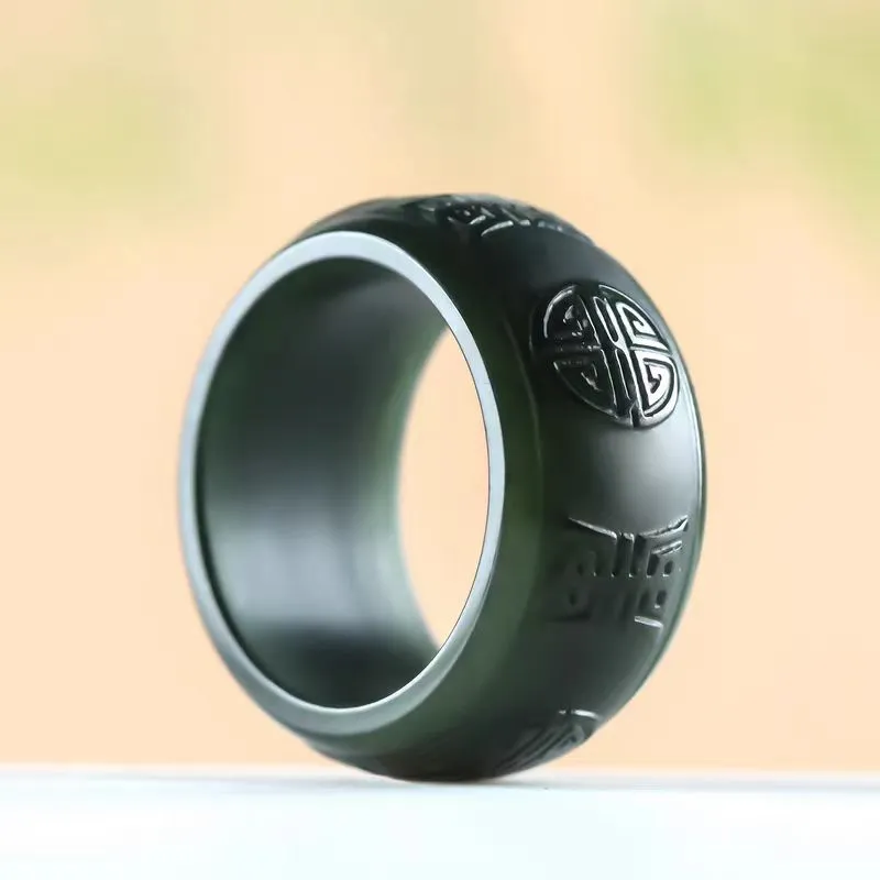 Cuizu Hetian Jade Rings Green Jade Unisex-1