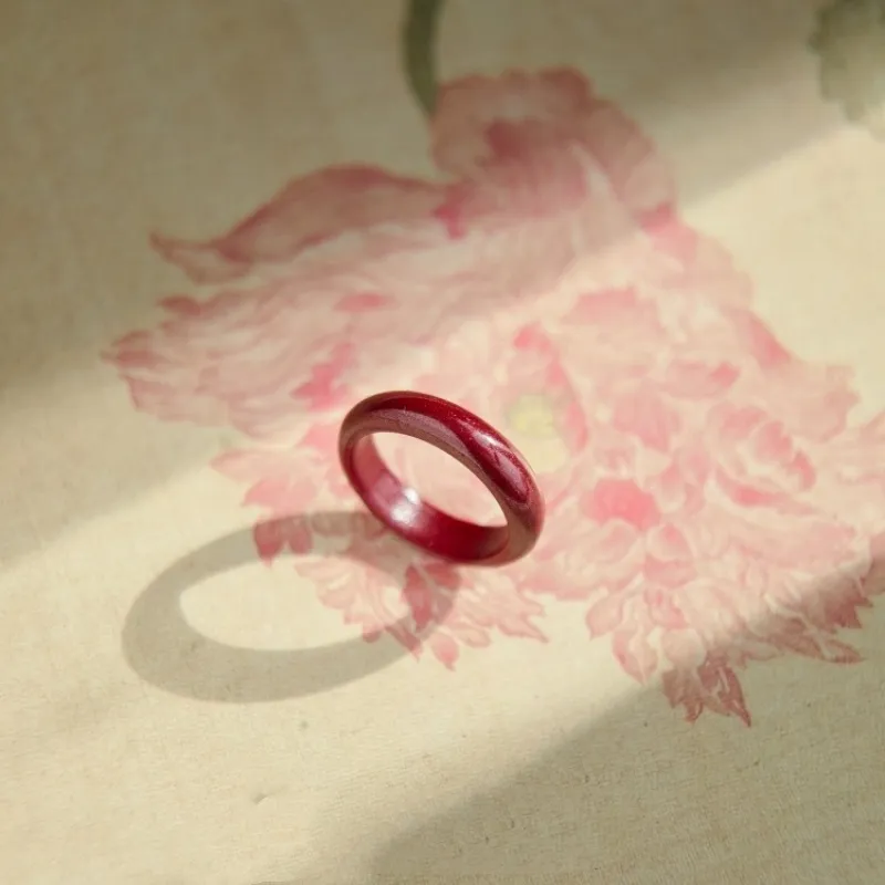 Cuizu Reconstructed Cinnabar Rings Unisex-2