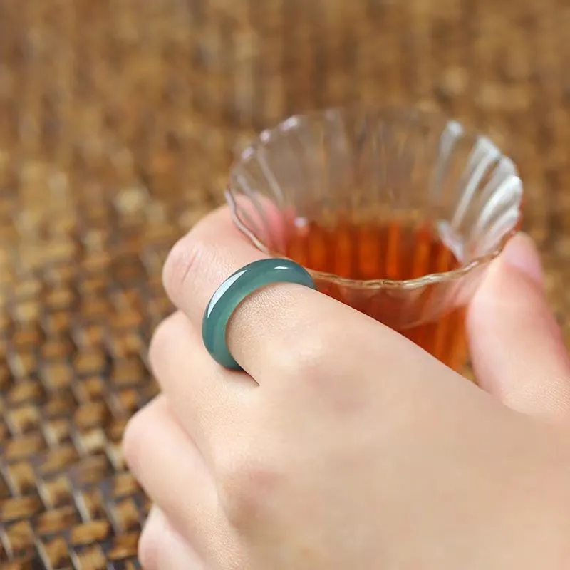 Cuizu Glutinous Jade Rings Unisex-4