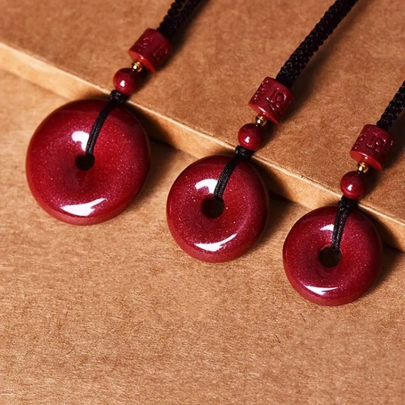 Cuizu Reconstructed Cinnabar Jade Necklaces Unisex-2