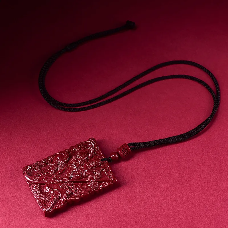 Cuizu Reconstructed Cinnabar Necklaces Men's-5
