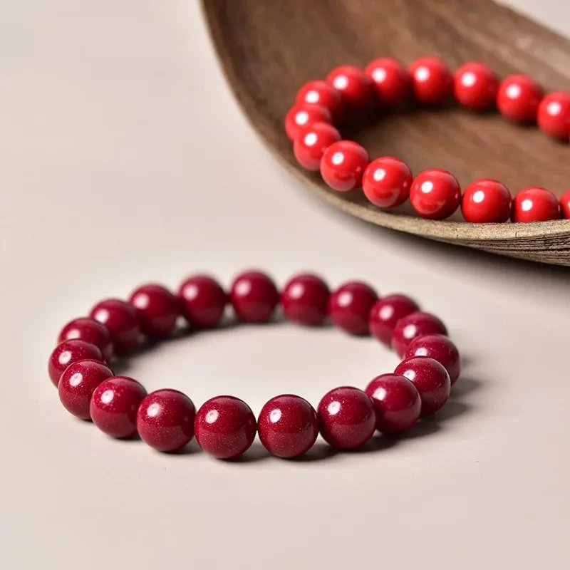 Cuizu Reconstructed Cinnabar Bracelets Unisex-2