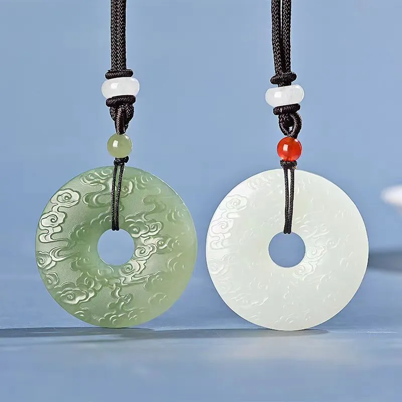 Cuizu Hetian Jade Necklaces White Jade/Pale Greenish White Jade Unisex-6