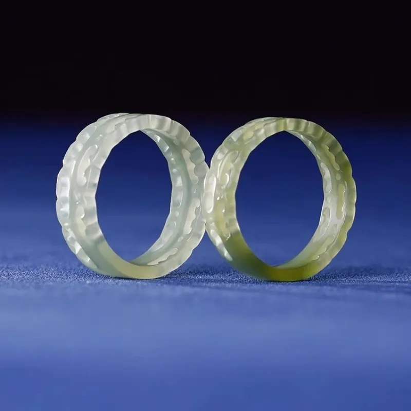 Cuizu Hetian Jade Rings Green Jade Unisex-10