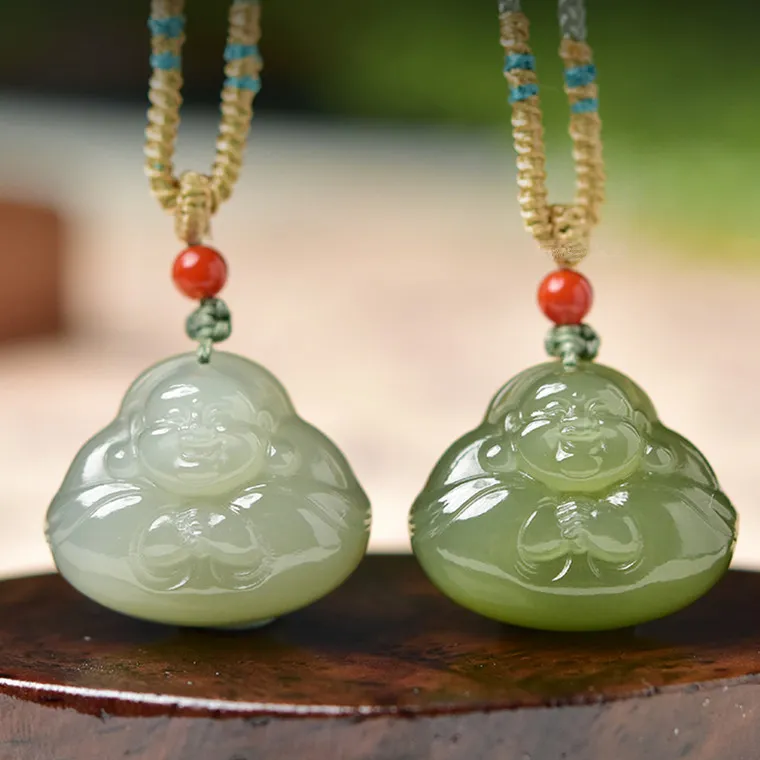 Cuizu Niche Premium Pendant, Zodiac Buddha Green Jade Unisex-7