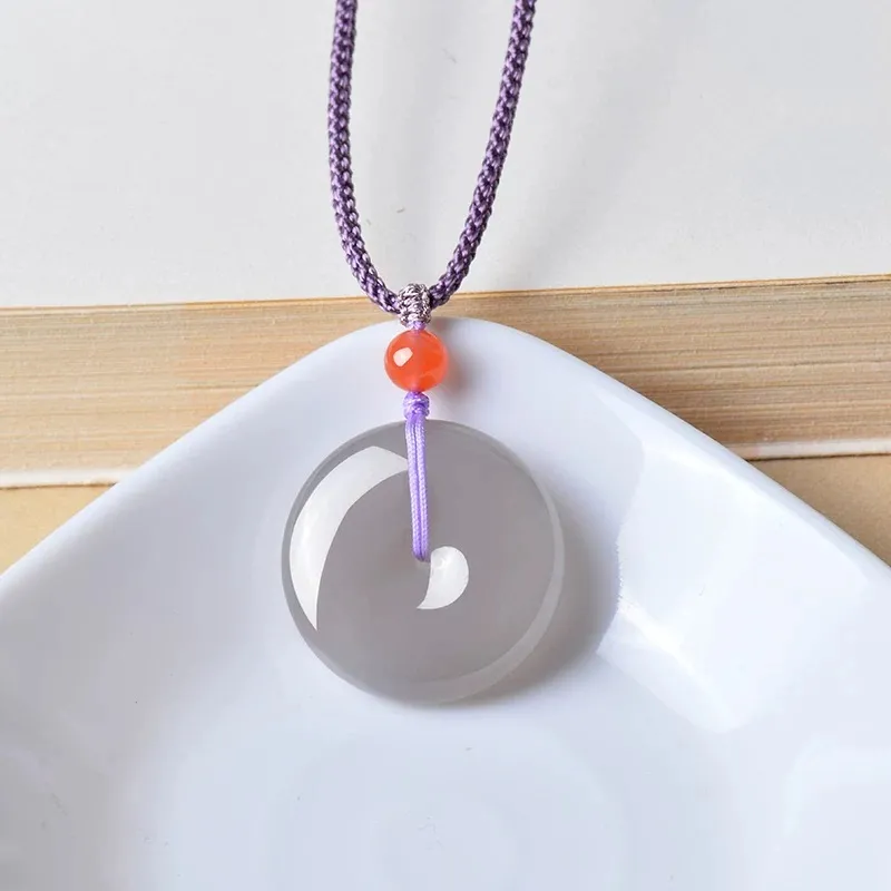 Cuizu Hetian Jade Necklaces Smoky Purple Unisex-5