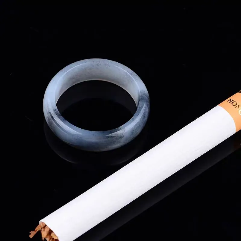 Cuizu Hetian Jade Rings Blue And White Unisex-4