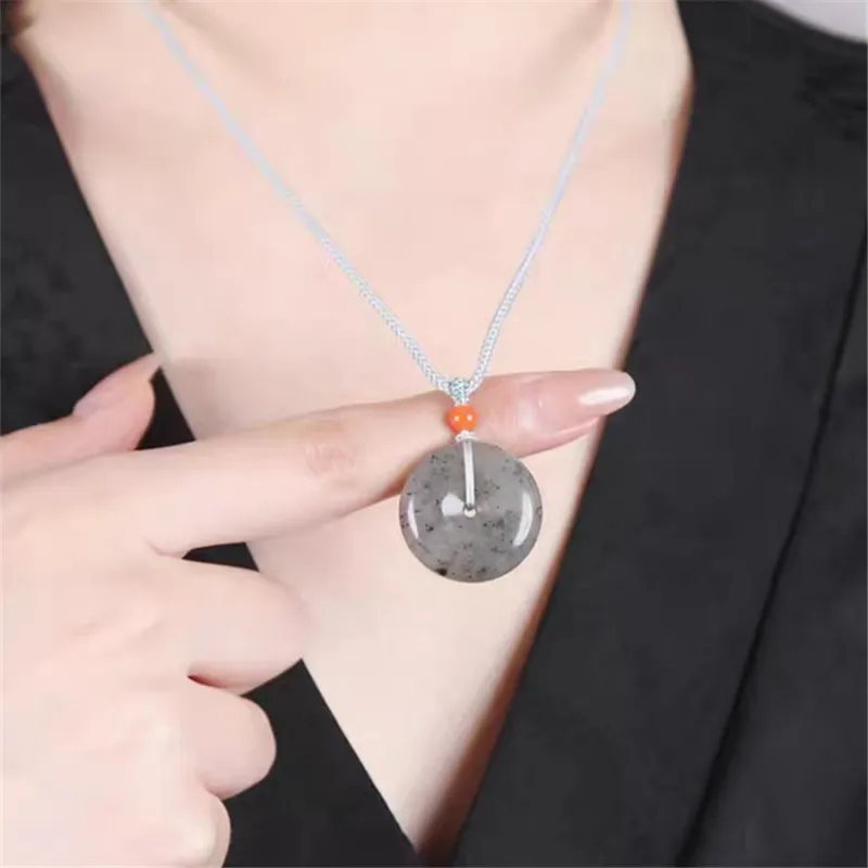 Cuizu Hetian Jade Pendants Unisex Blue And White-3