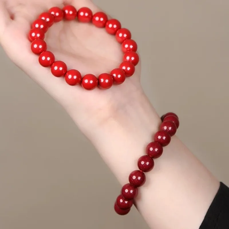 Cuizu Reconstructed Cinnabar Bracelets Unisex-5