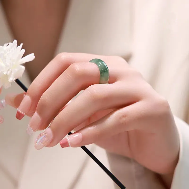 Cuizu Glutinous Jade Jadeite Rings Unisex-4