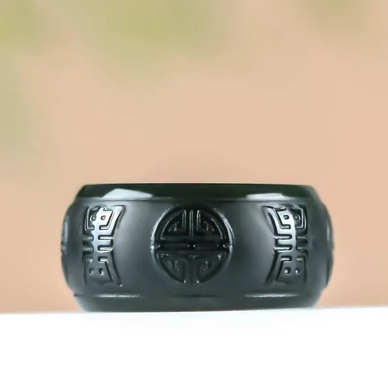 Cuizu Hetian Jade Rings Green Jade Unisex-2