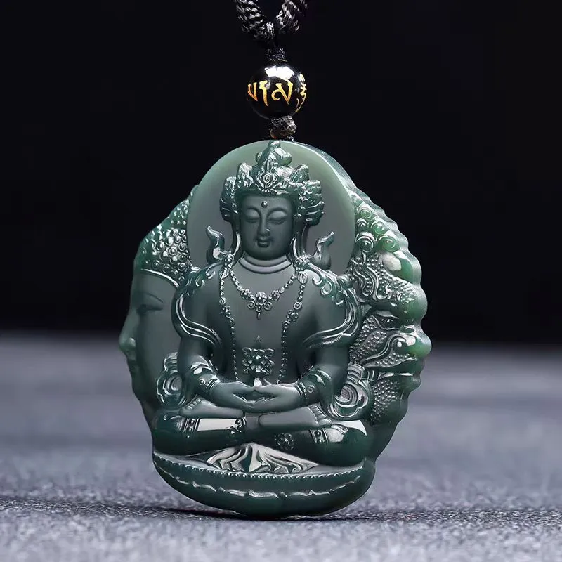 Cuizu Hetian Jade Necklaces Green Jade Men's-2