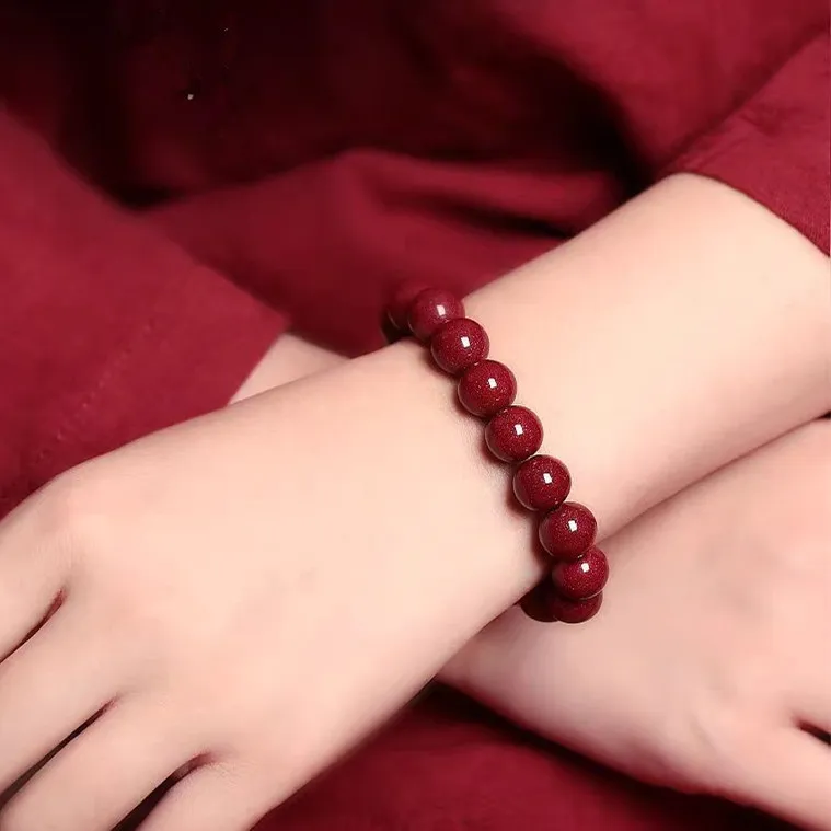 Cuizu Reconstructed Cinnabar Bracelets Unisex-9