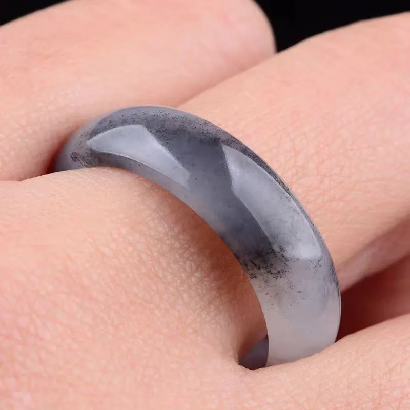 Cuizu Hetian Jade Rings Blue And White Unisex-2