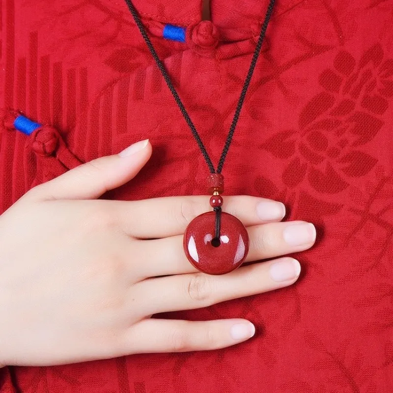 Cuizu Reconstructed Cinnabar Jade Necklaces Unisex-6