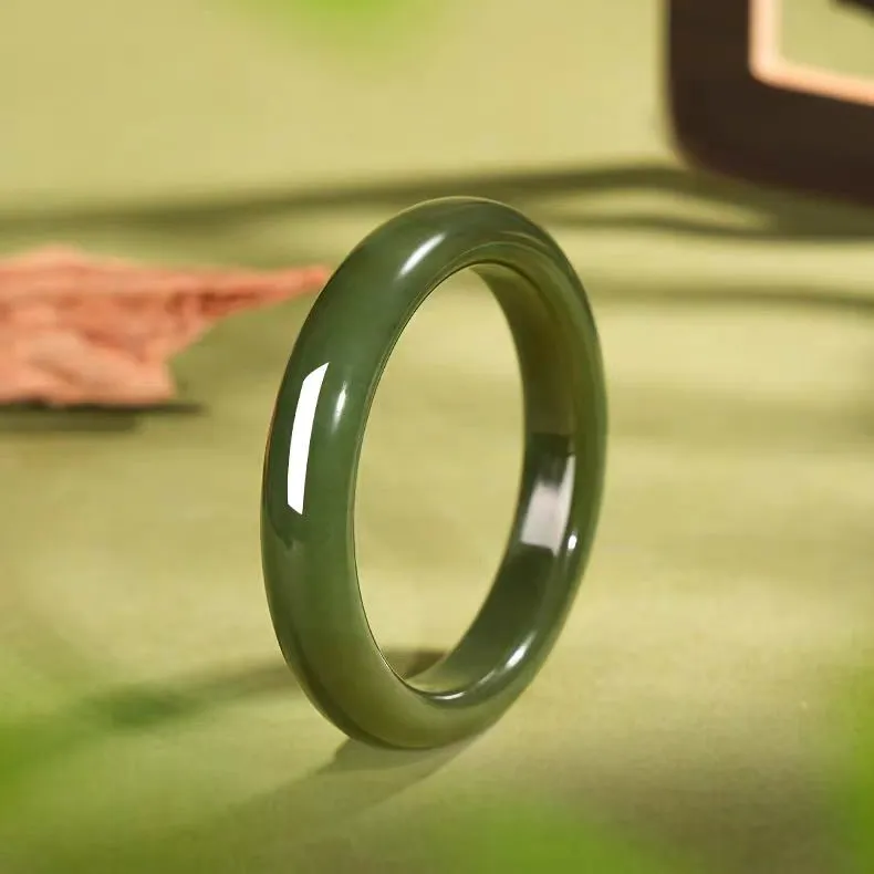 Cuizu Hetian Jade Bangles Green Jade Women's-3