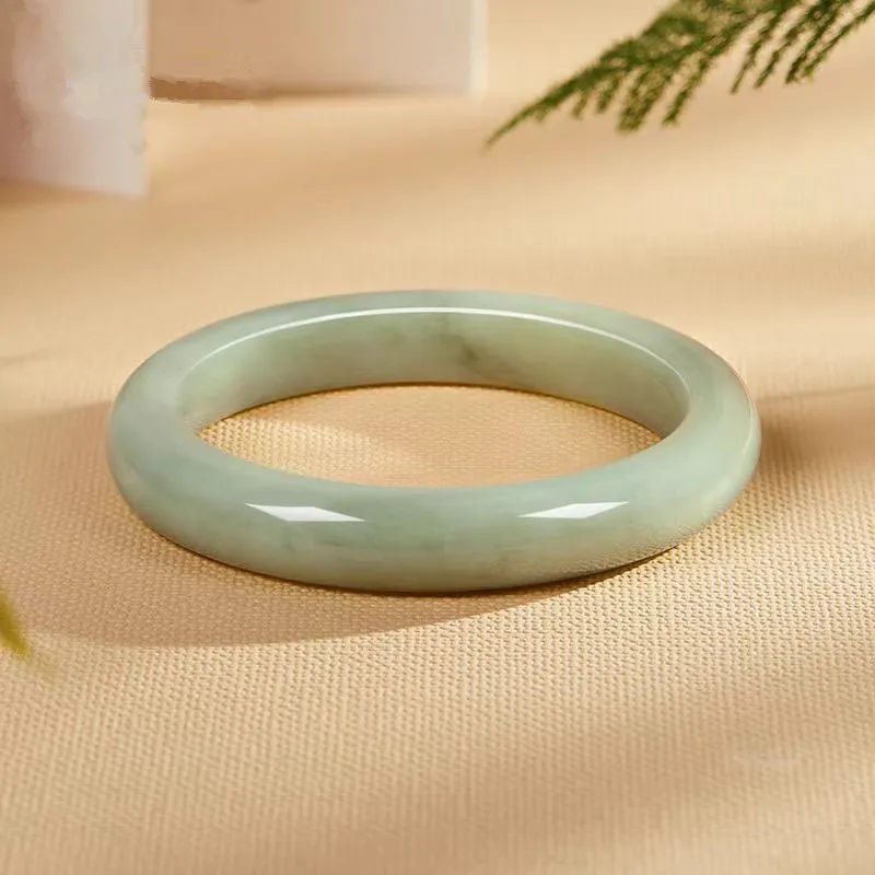 Cuizu Hetian Jade Bangles Pale Greenish White Jade Women's-2