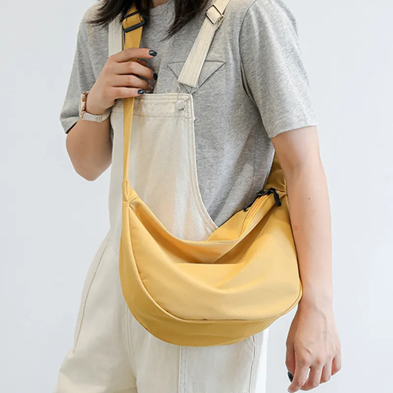 ALOENEY Nylon Fabric Dumpling Bag, Shoulder Bag, Crossbody Bag Regular Women's Bright Yellow-2