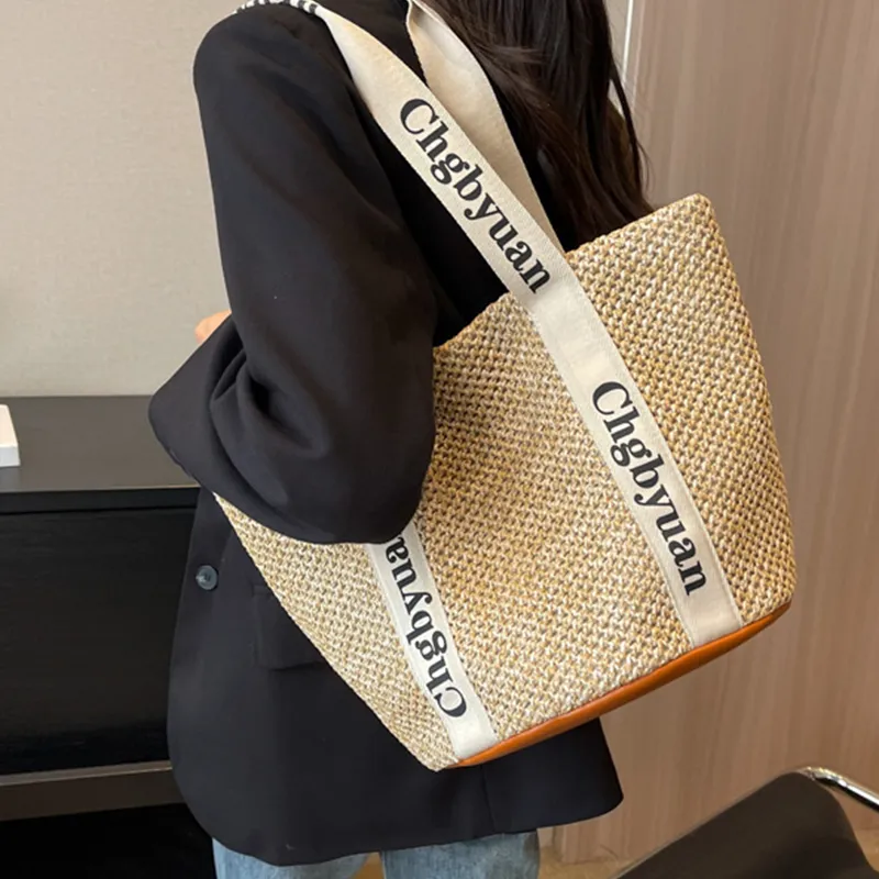 ALOENEY Straw Shoulder Bag Regular Women's White/Khaki-1