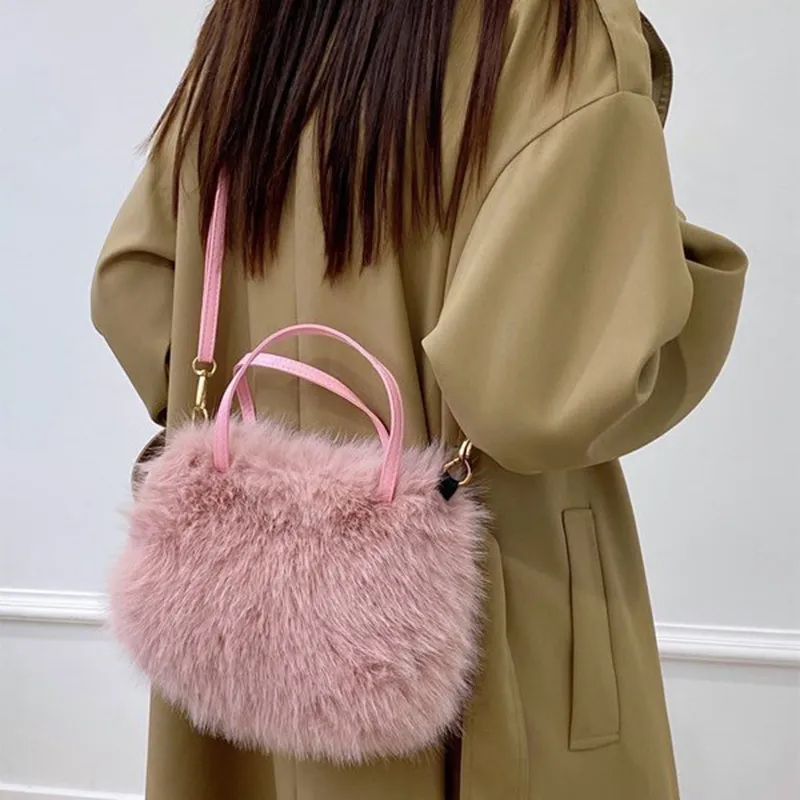 ALOENEY Faux Fur Shoulder Bag, Crossbody Bag, Handbag Regular Women's Multicolor-10