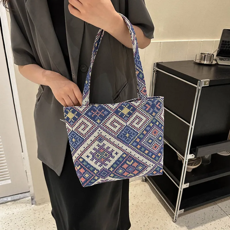ALOENEY Canvas Bag, Tote Bag, Shopping Bag, Shoulder Bag Regular Women's Black/Red/Blue-8