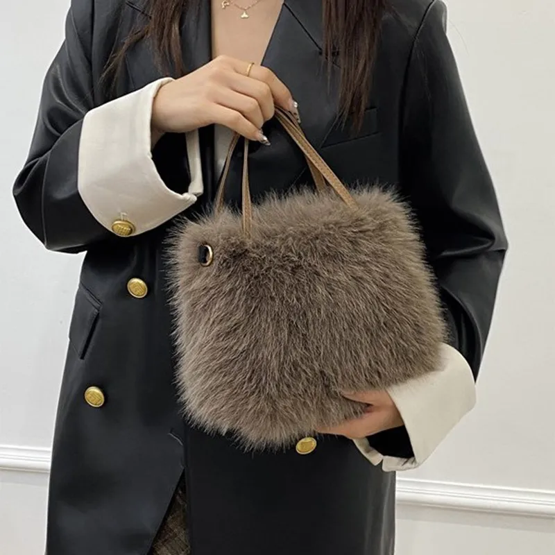ALOENEY Faux Fur Shoulder Bag, Crossbody Bag, Handbag Regular Women's Multicolor-13