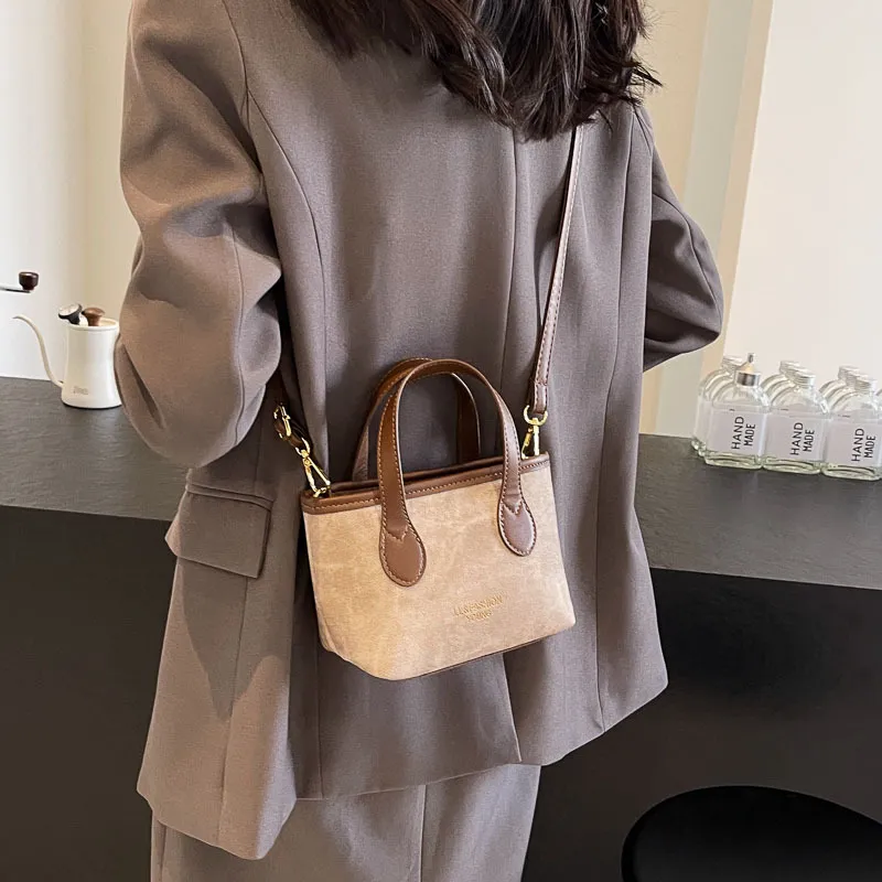 ALOENEY PU Crossbody Bag Women's Dark Tea/Light Khaki-5