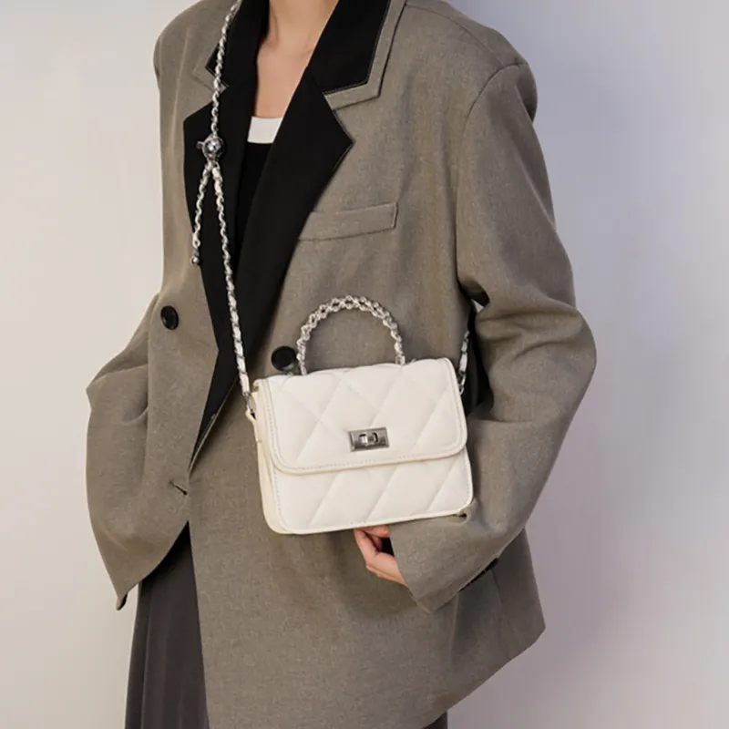ALOENEY PU Ancient Square Bag, Small Shoulder Bag, Crossbody Bag, Handbag Regular Women's Black, Pink, White-7