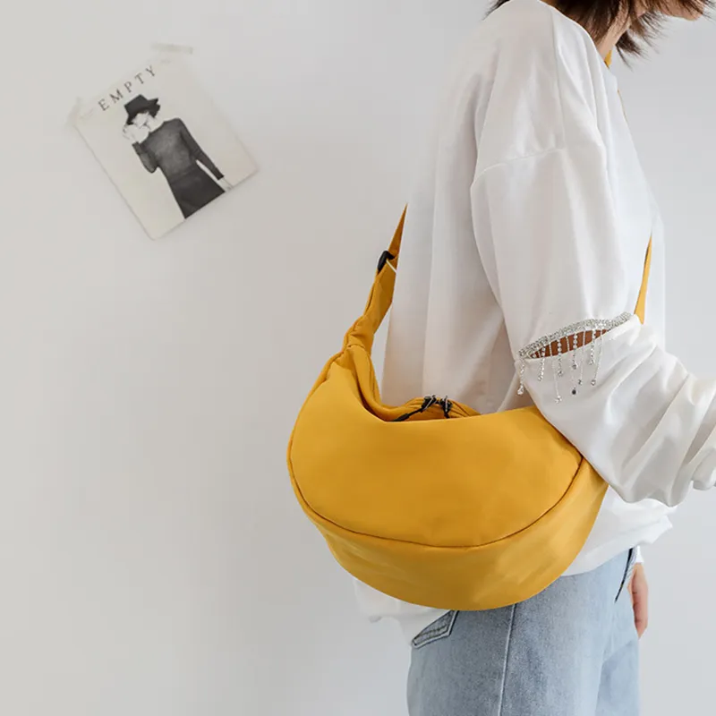 ALOENEY Nylon Fabric Dumpling Bag, Shoulder Bag, Crossbody Bag Regular Women's Bright Yellow-4