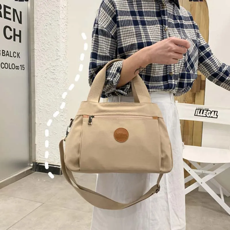 ALOENEY Nylon Fabric Portable Crossbody Bag, Shoulder Bag Women's Khaki/Black/Pink/Green/Gray-2